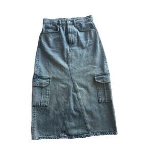 RAILS The Highland Denim Midi Skirt in Light Wash Cargo Size 23